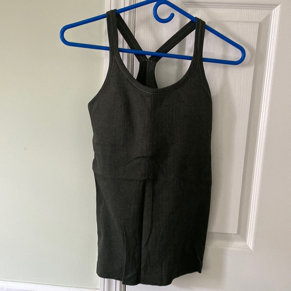 Lululemon Olive Green Athletic ribbed Muscle Tee